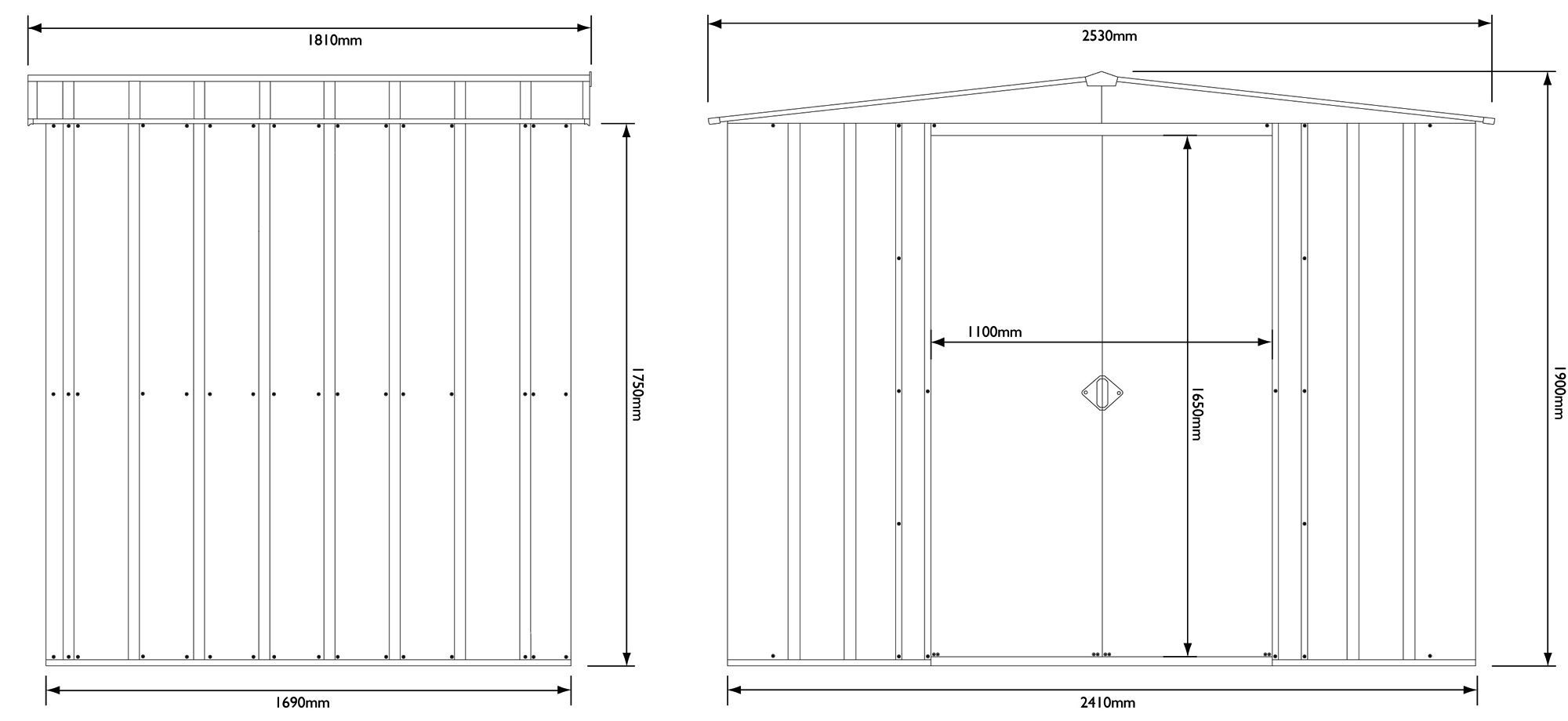 Arrow Greenvale 8x6 ft Apex Green & white Metal 2 door Shed with floor - Assembly service included