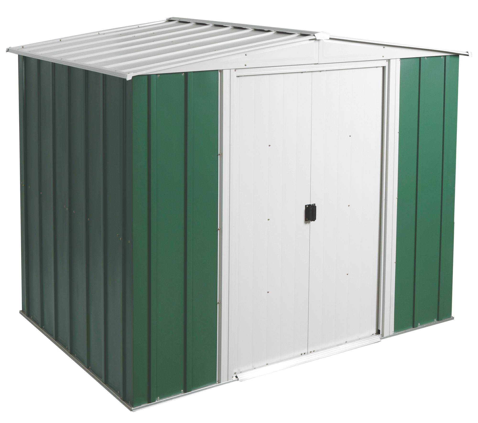 Arrow Greenvale 8x6 ft Apex Green & white Metal 2 door Shed with floor