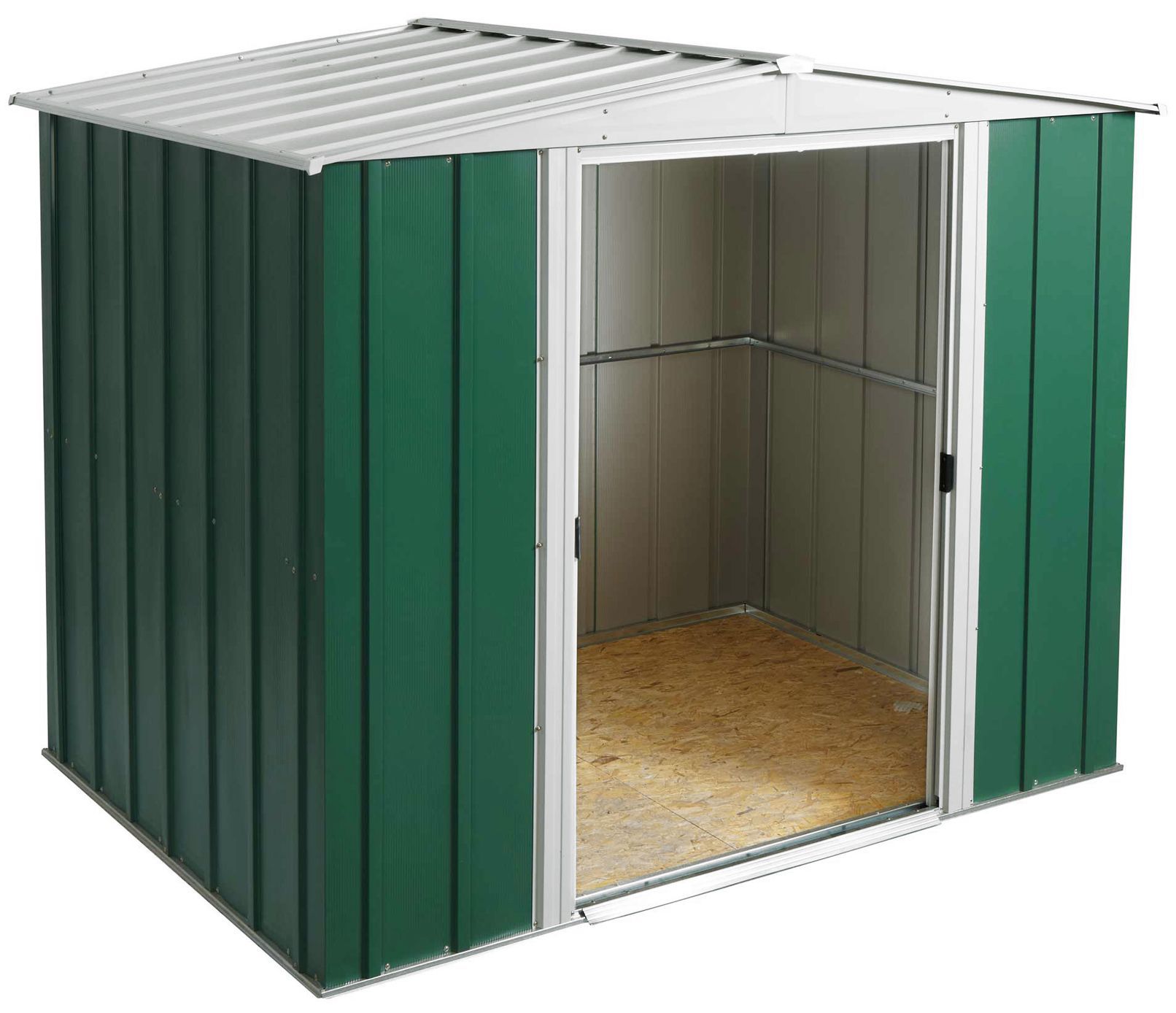 Arrow Greenvale 8x6 ft Apex Green & white Metal 2 door Shed with floor