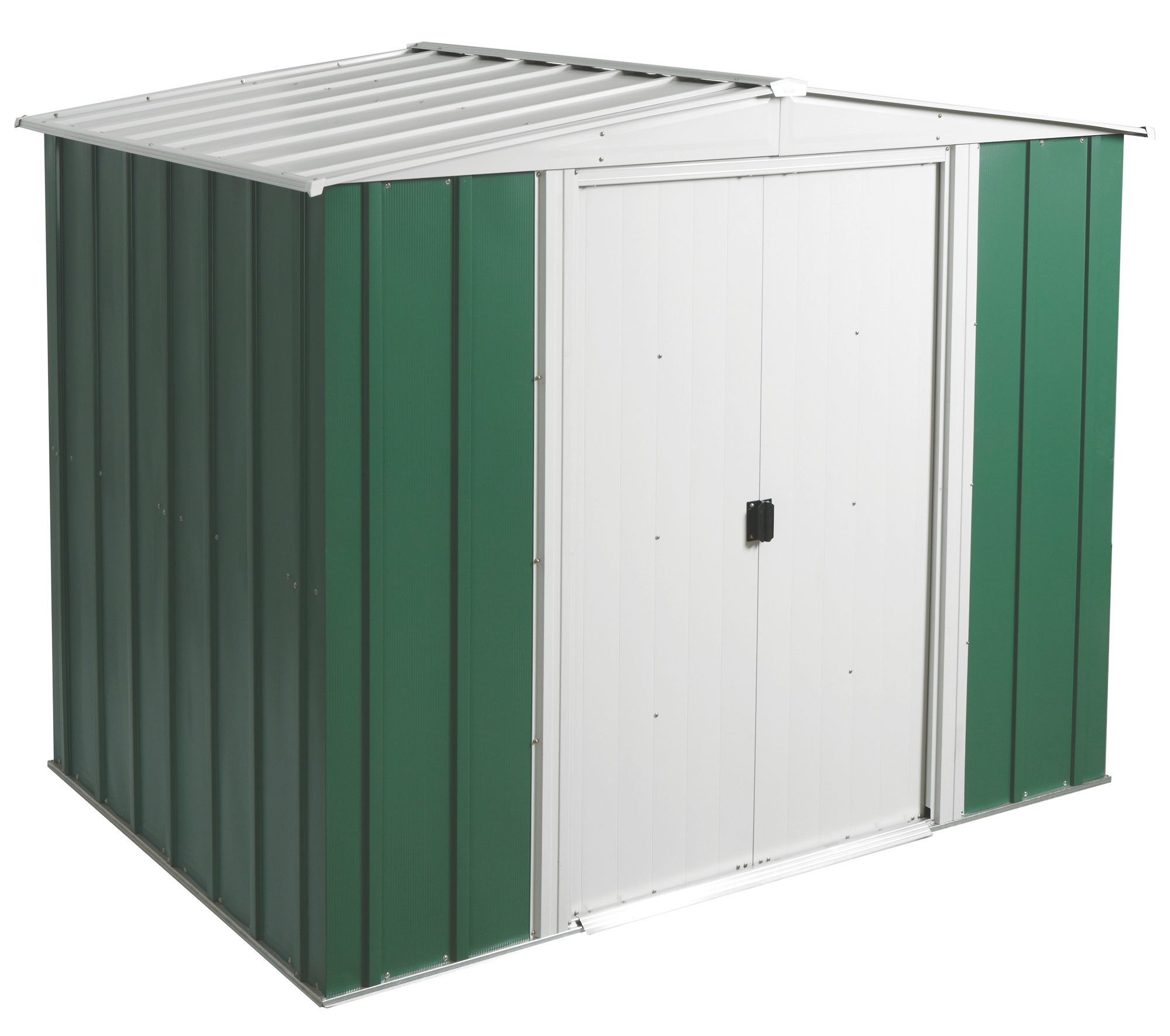 Arrow Greenvale 8x6 ft Apex Green & white Metal 2 door Shed