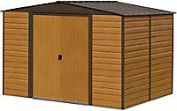 Arrow Woodvale 10x12 ft Apex Coffee Metal 2 door Shed with floor - Assembly service included