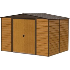 Arrow Woodvale 10x12 ft Apex Coffee Metal 2 door Shed with floor - Assembly service included