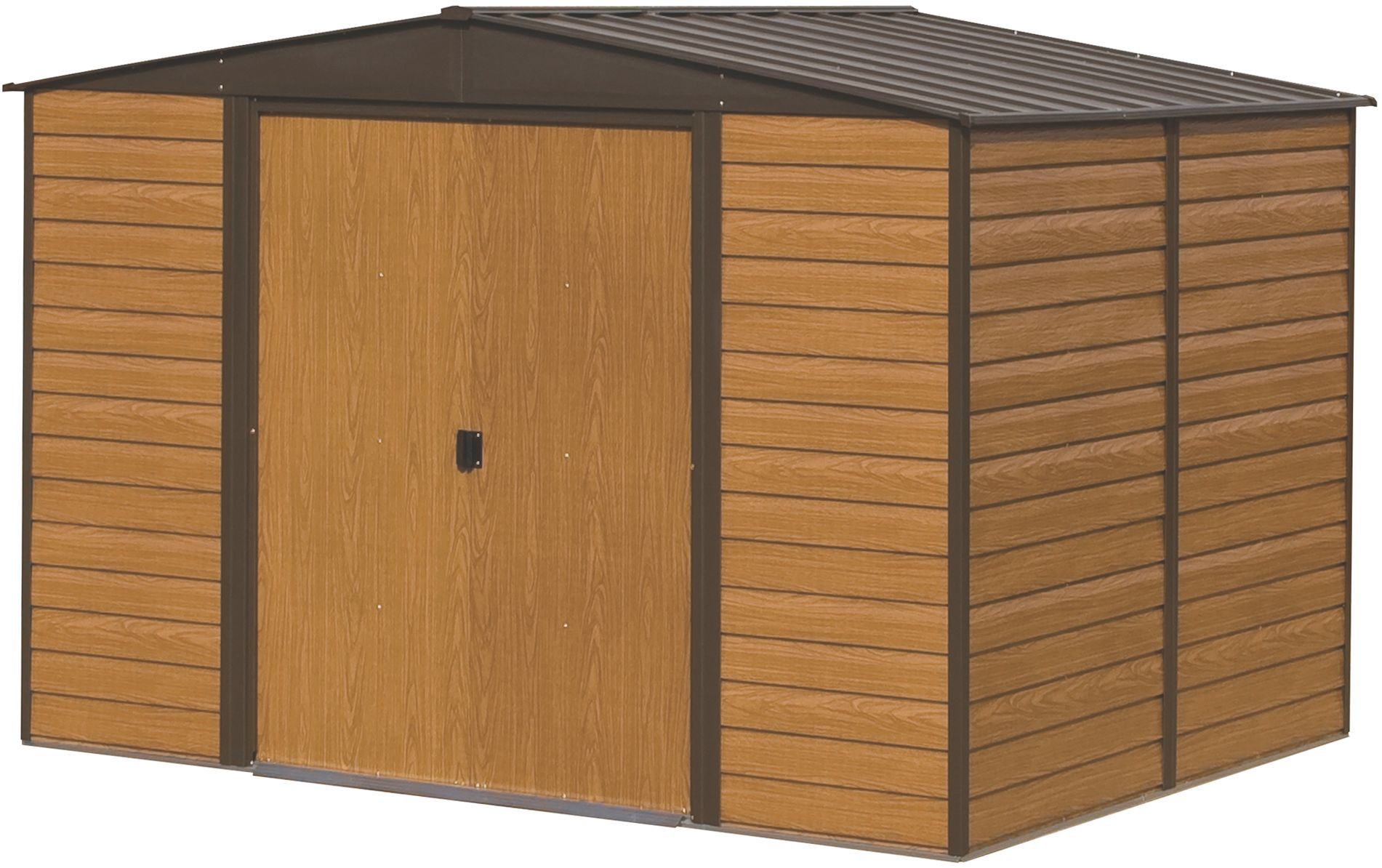 Arrow Woodvale 10x12 ft Apex Coffee Metal 2 door Shed with floor