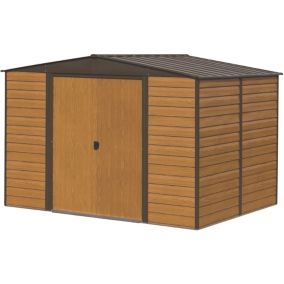 Arrow Woodvale 10x12 ft Apex Coffee Metal 2 door Shed with floor