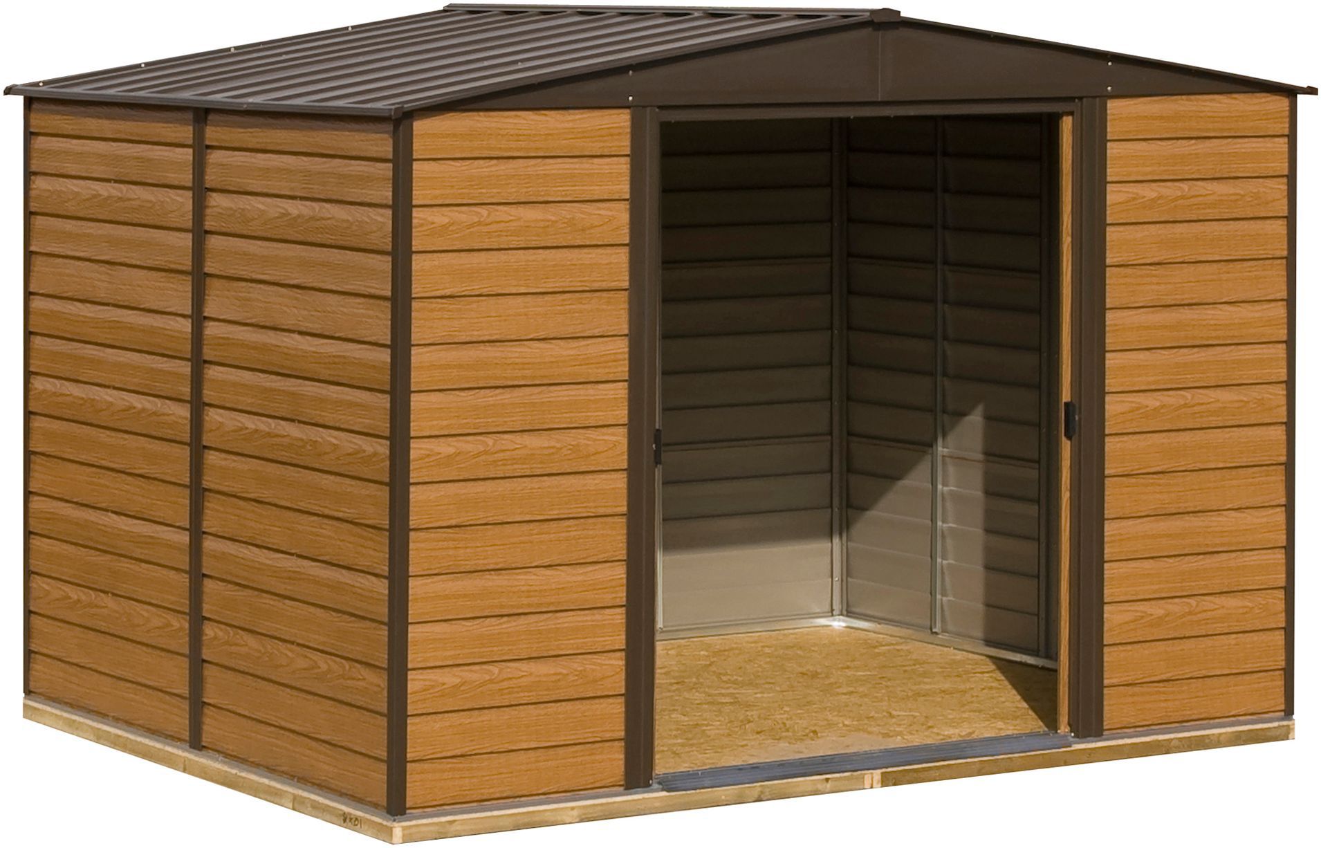 Arrow Woodvale 10x6 Apex Coffee Metal Shed With Floor | DIY At B&Q