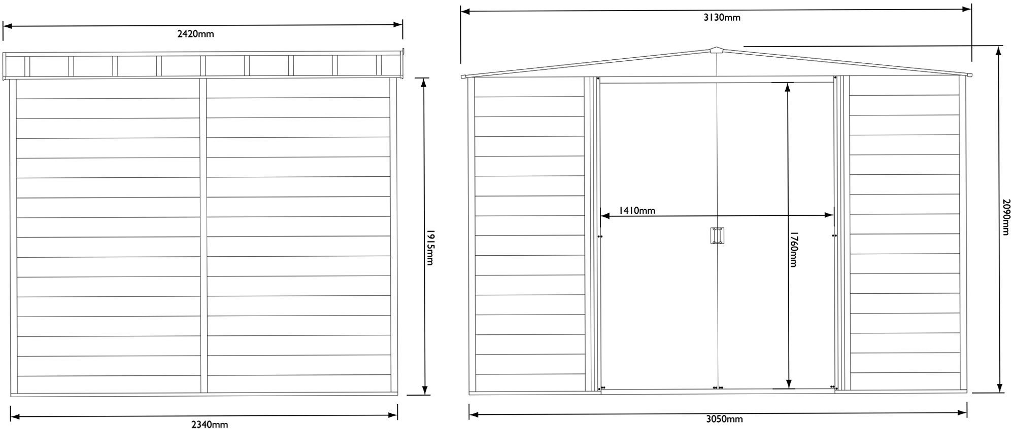 Arrow Woodvale 10x8 ft Apex Coffee Metal 2 door Shed with floor