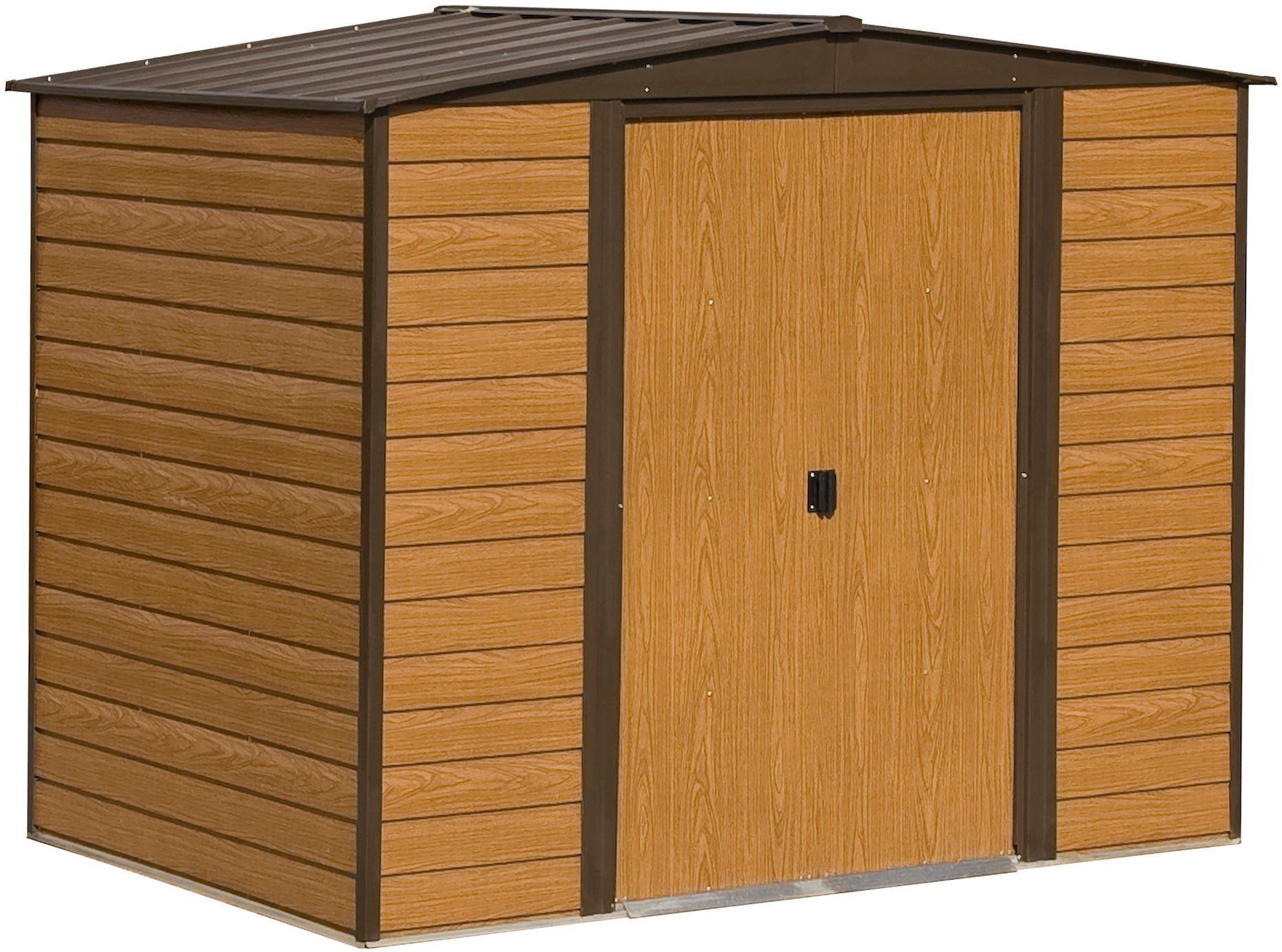 Arrow Woodvale 8x6 Ft Apex Coffee Metal 2 Door Shed | DIY At B&Q