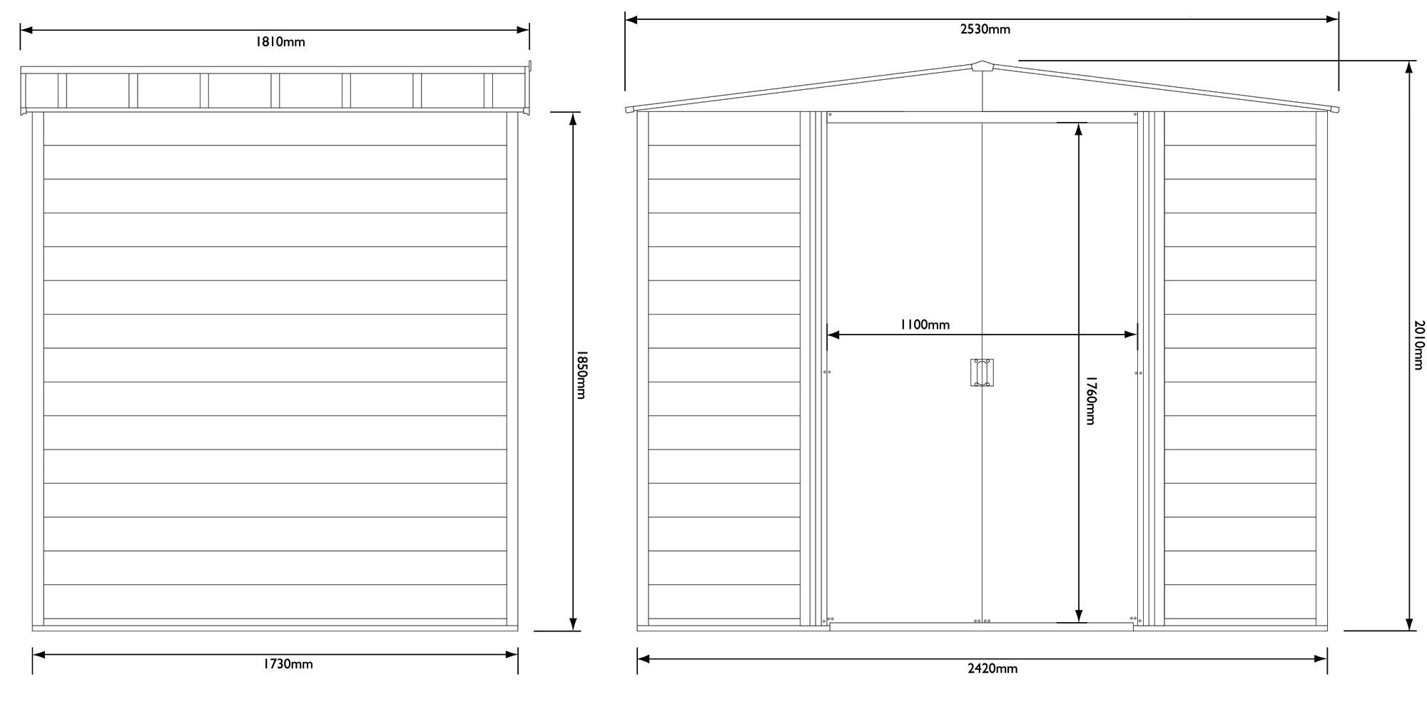 Arrow Woodvale 8x6 ft Apex Coffee Metal 2 door Shed