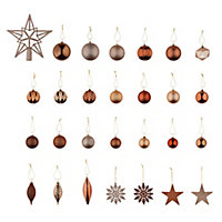 Art deco Assorted Champagne & Copper Bauble, Pack of 120