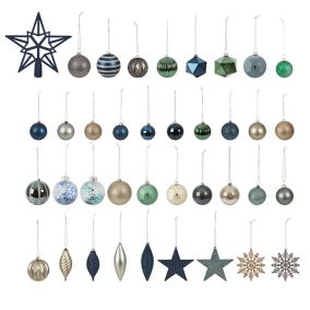 Art deco Assorted Multicolour Bauble, Pack of 120