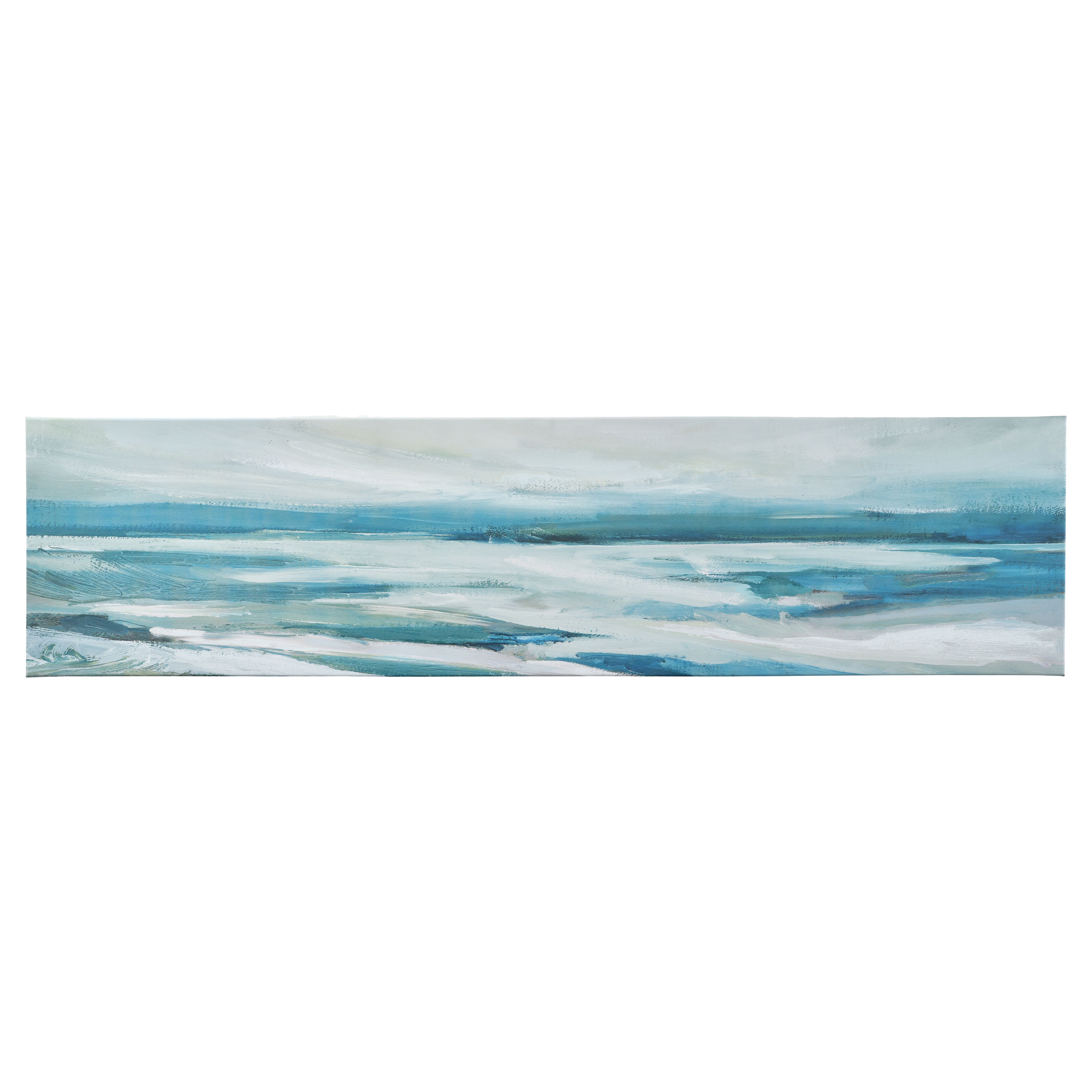 Art for the Home Abstract shores Landscape Blue Canvas art (H)30cm x (W)120cm