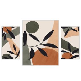 Arthouse Abstract Leaves Earth Tones Mixed size Canvas art, Set of 3