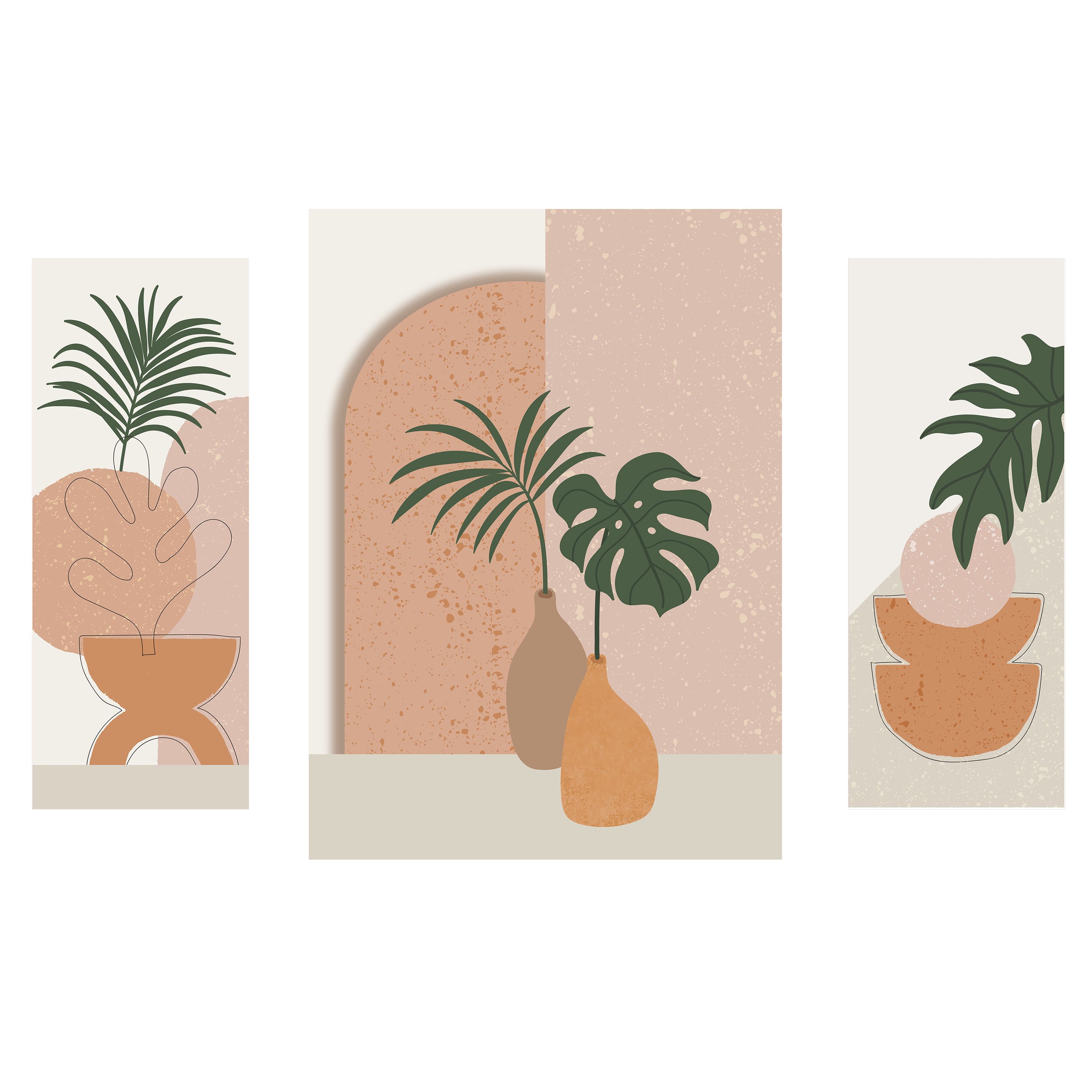 Arthouse Abstract Neutral, orange & green Canvas art, Set of 3 (H)66cm ...
