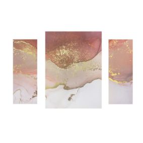 Arthouse Abstract Pink & Gold Canvas art, Set of 3 (H)66cm x (W)48cm