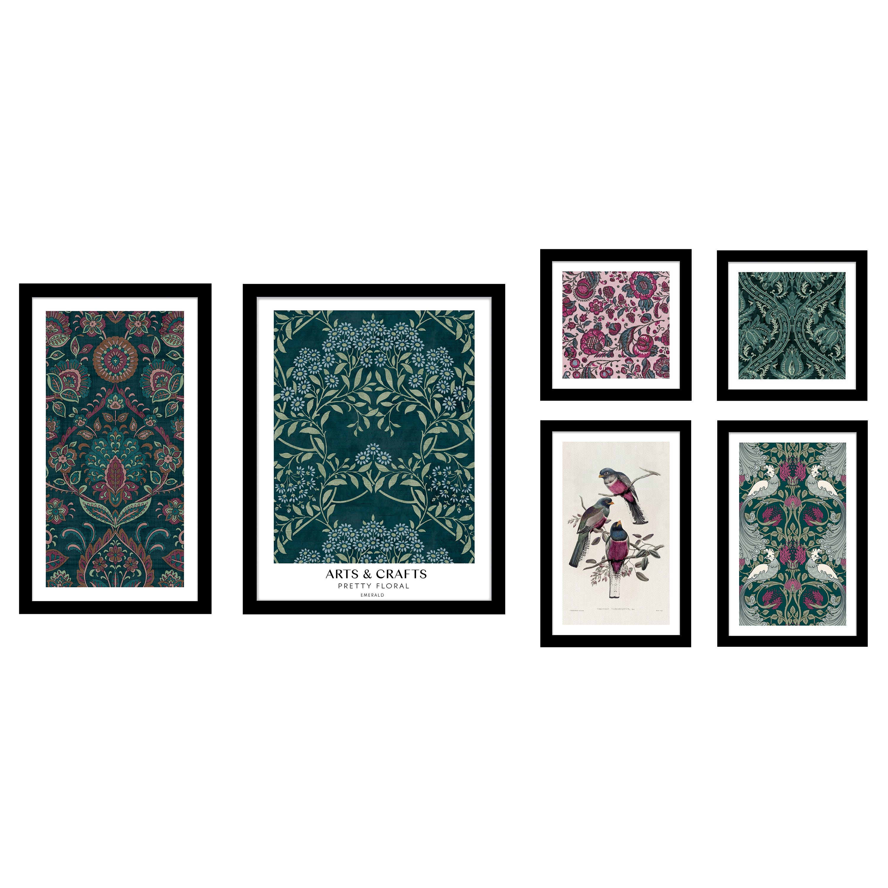 Arthouse Arts & Crafts Green, purple & pink Canvas art, Set of 6 (H)48cm x (W)48cm