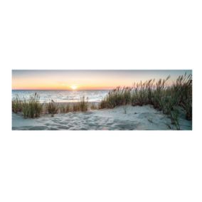 Arthouse Beach Sunset Multicolour Canvas art (H)30cm x (W)90cm