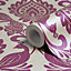 Arthouse Borromeo Damson Peacock Glitter effect Wallpaper