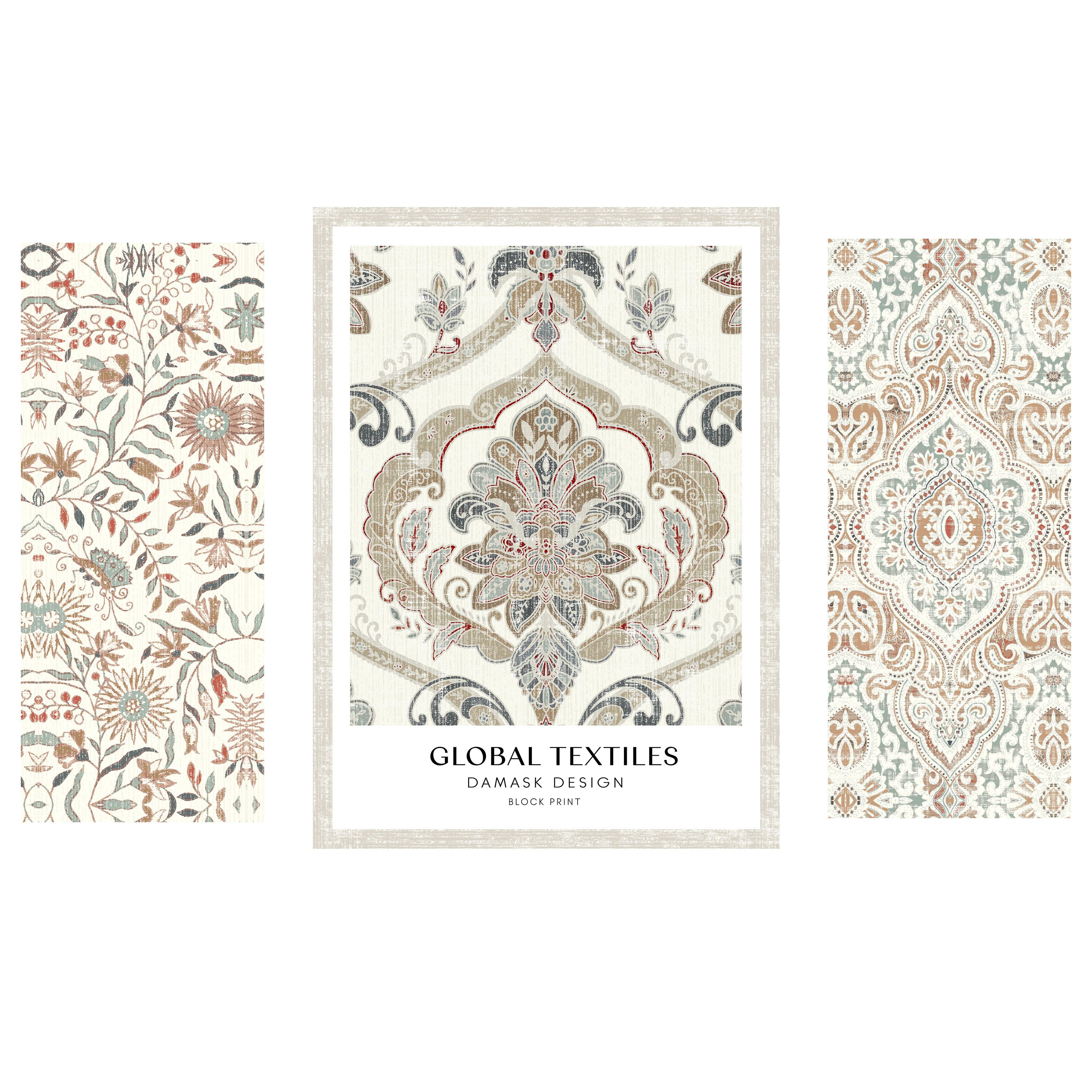 Arthouse Damask Multi Canvas art, Set of 3 (H)68cm x (W)48cm