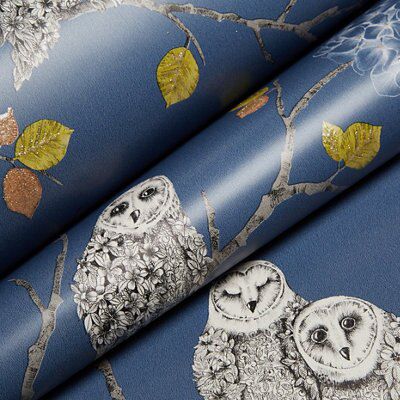 Arthouse Enchantment Midnight blue Night owl Glitter effect Wallpaper
