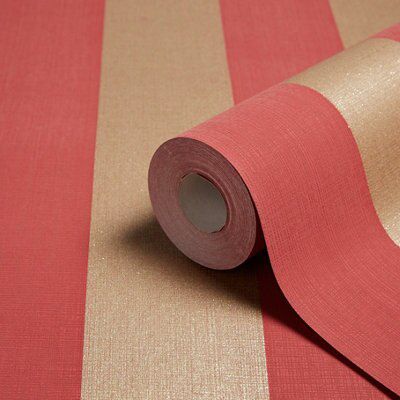 Arthouse Napoli Red Striped Glitter effect Smooth Wallpaper