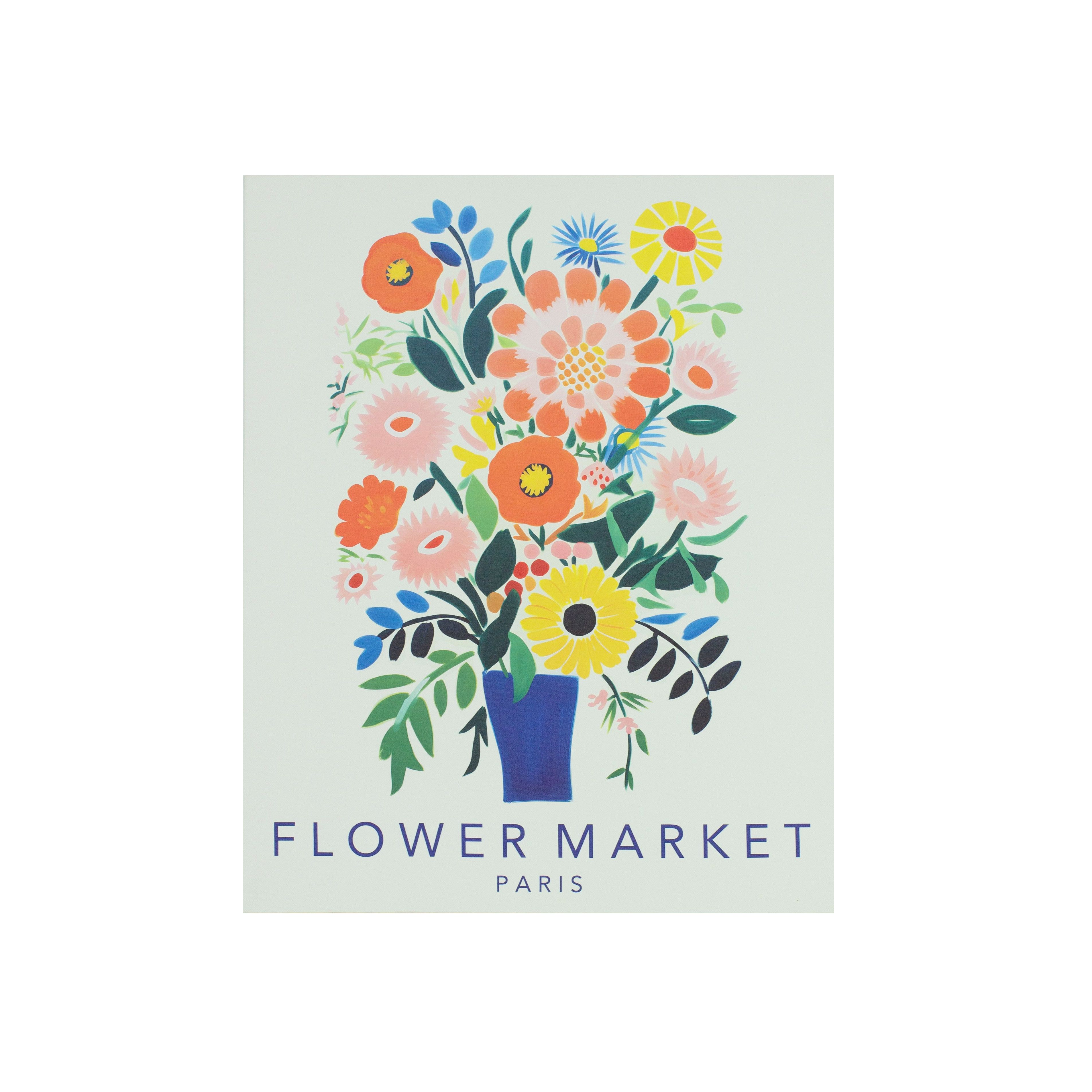 Arthouse Paris Flower Market Multicolour Canvas art, Set of 3
