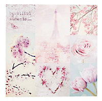 Arthouse Paris in spring Pink Canvas art (H)800mm (W)800mm