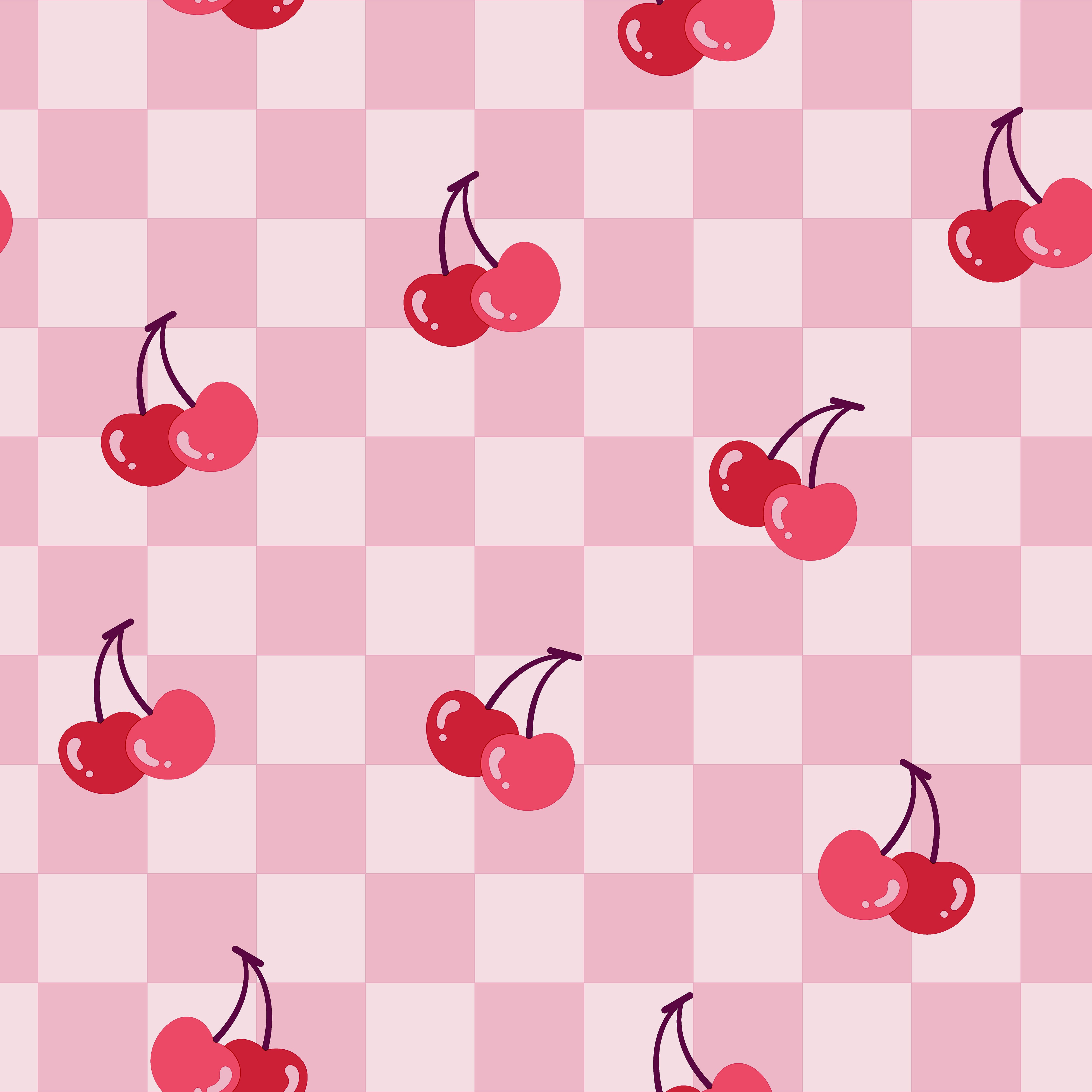 Arthouse Pink & Red Checkerboard Cherries Children's Smooth Wallpaper