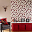 Arthouse Plume Green & raspberry Feathers Textured Wallpaper