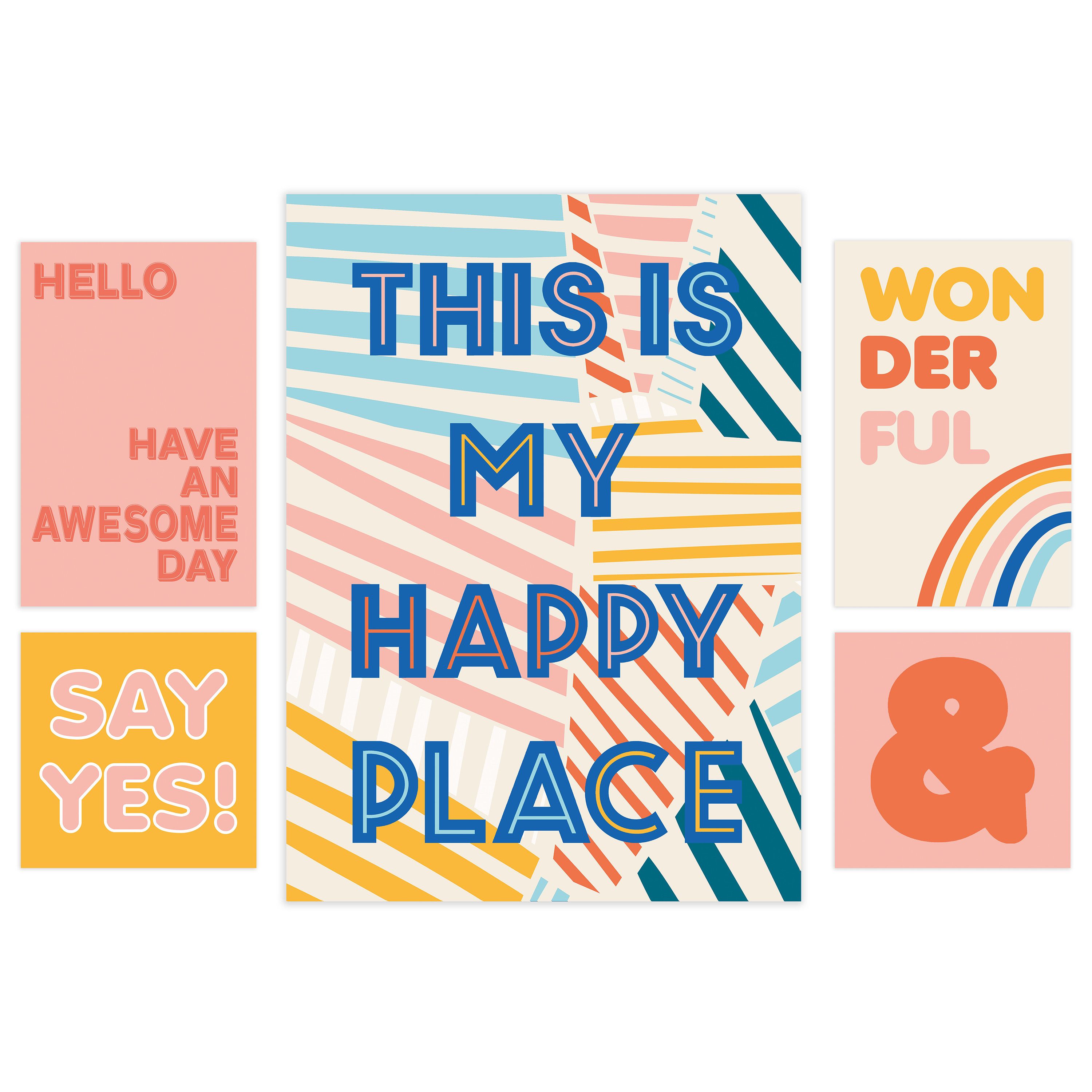 Arthouse Slogan Multi Canvas art, Set of 5 (H)66cm x (W)48cm