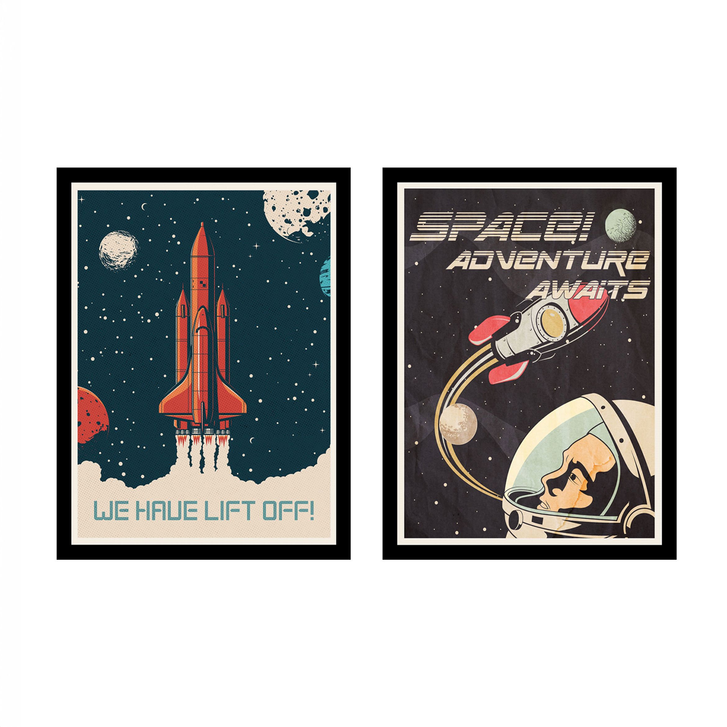 Arthouse Space Black & Red Canvas art, Set of 2 (H)40cm x (W)30cm