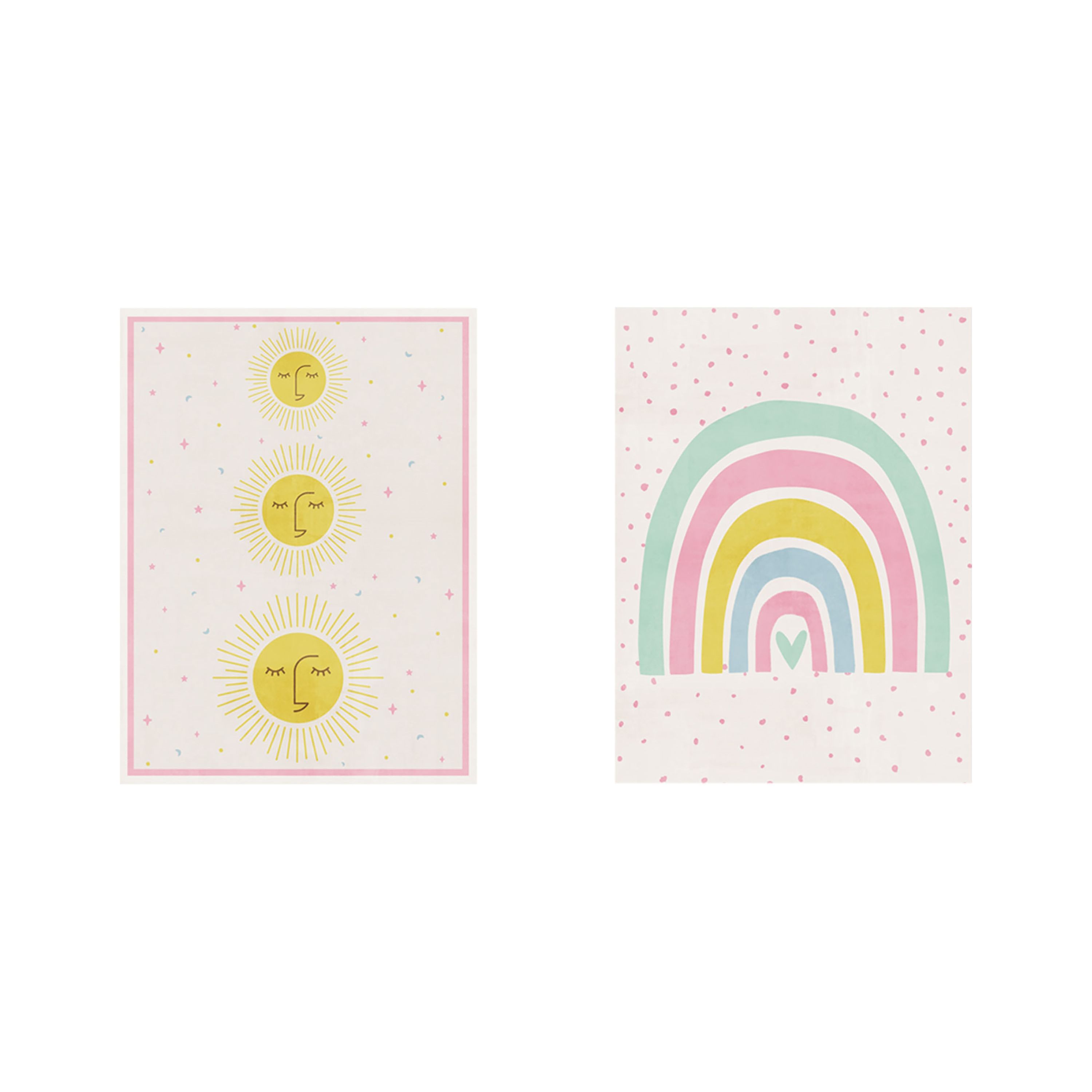 Arthouse Sunshine & Rainbow Pink Canvas art, Set of 2 (H)40cm x (W)30cm