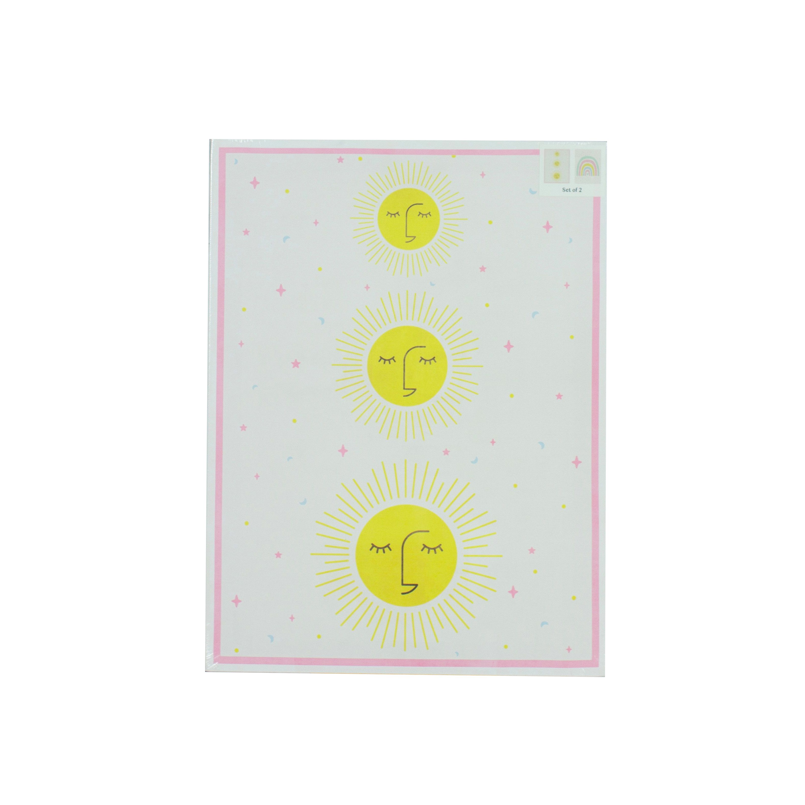 Arthouse Sunshine & Rainbow Pink Canvas art, Set of 2 (H)40cm x (W)30cm