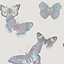Arthouse Vintage Mariana Lavender Butterflies Glitter effect Smooth Wallpaper