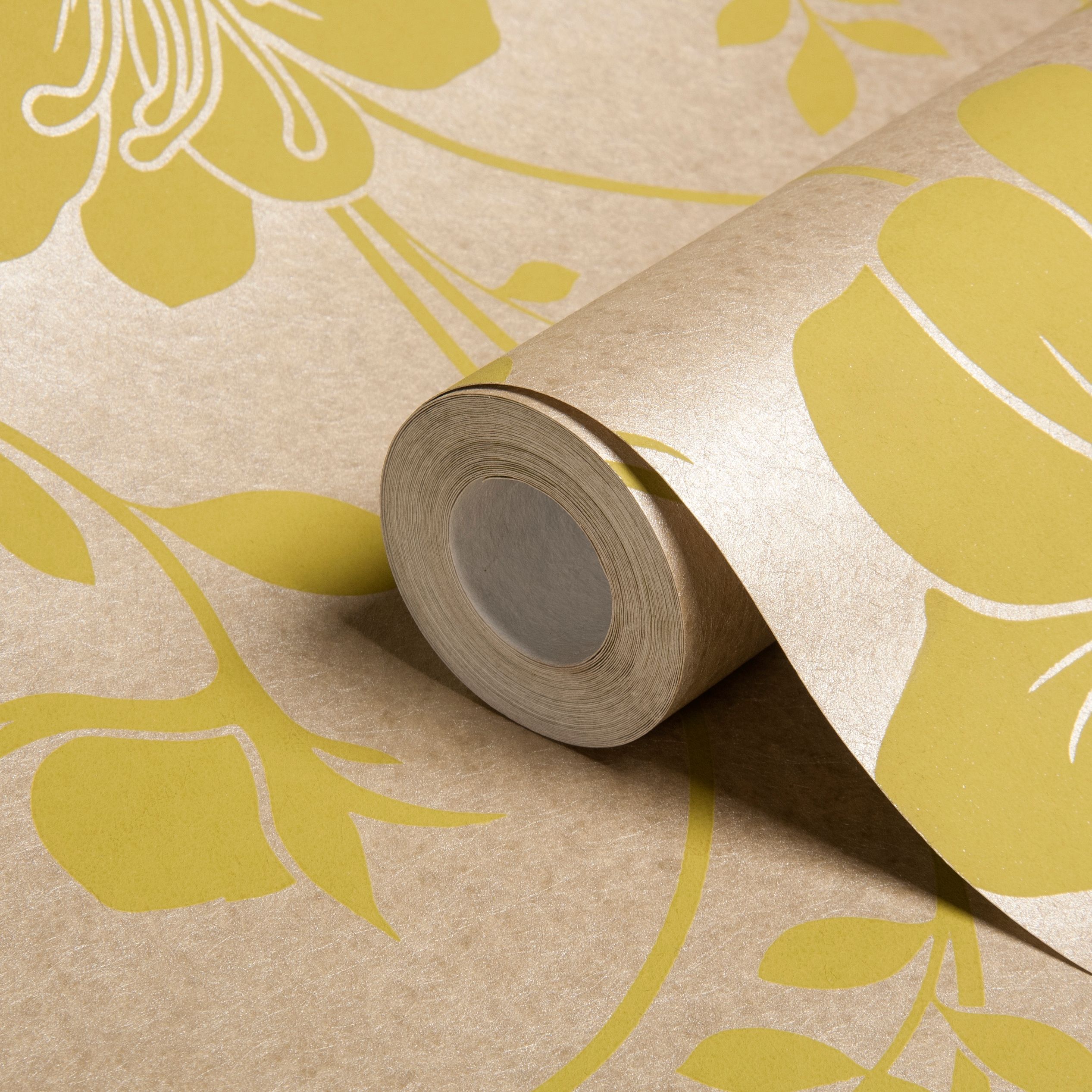 Arthouse Vintage Twilight Green Floral Metallic effect ...