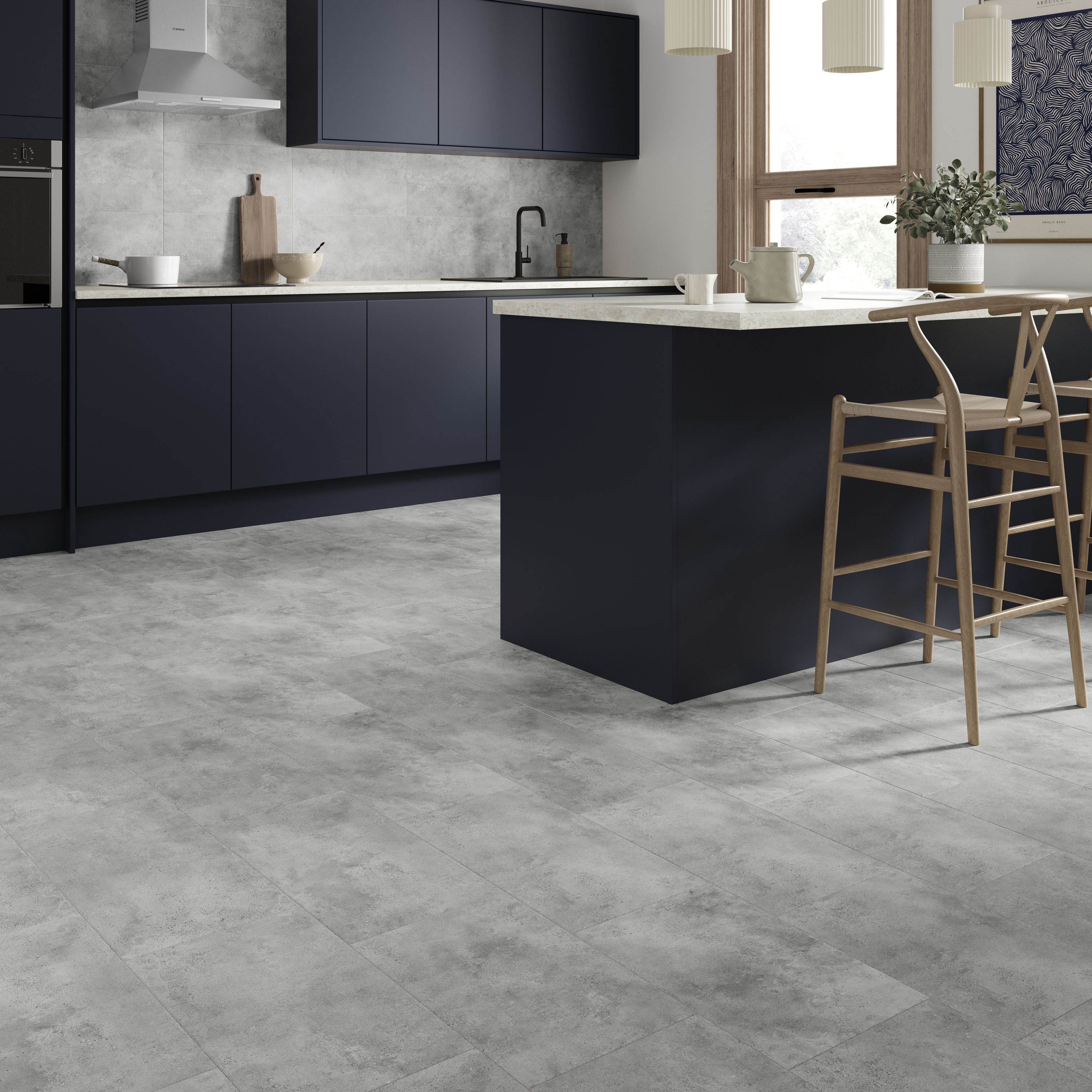Aruba Grey Matt Stone effect Porcelain Indoor Wall & floor Tile, Pack of 7, (L)600mm (W)300mm