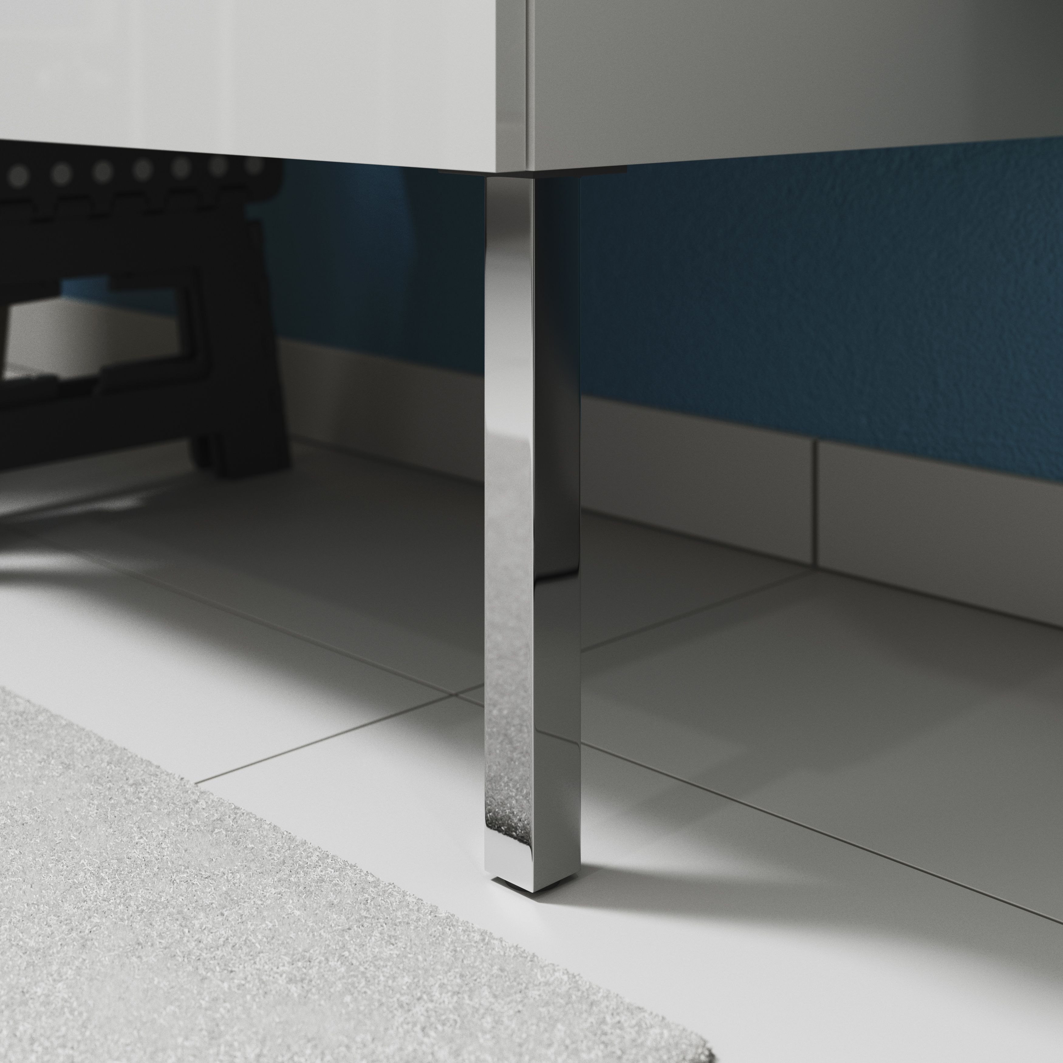 Aruna Gloss Chrome effect ABS plastic Adjustable Cabinet feet (W)52mm, Pack of 2