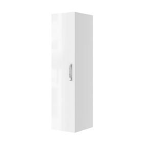 Aruna Gloss & matt White Tall Single Wall-mounted Bathroom Cabinet (W)275mm (H)1120mm