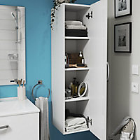 Aruna Gloss & matt White Tall Wall-mounted Bathroom Cabinet (W)275mm (H)1120mm