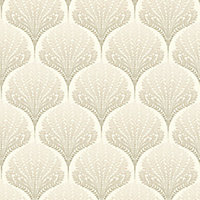 As Creation Beige, taupe & white Foliage Textured Wallpaper Sample