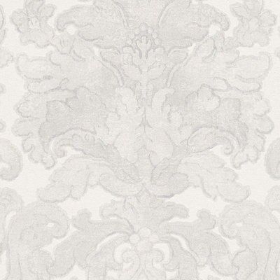 As Creation Bohemian burlesque Grey & white Metallic effect Large damask Embossed Wallpaper