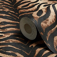As Creation Dekora natural Black & brown Tiger skin Embossed Wallpaper