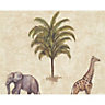 As Creation Dekora natural Multicolour Elephant & giraffe Textured Wallpaper