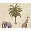 As Creation Dekora natural Multicolour Elephant & giraffe Textured Wallpaper