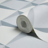 As Creation Move your wall Cream & grey Geometric 3D diamond Embossed Wallpaper