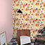 As Creation Wall Fashion Facade Cream, orange & pink Floral Embossed Wallpaper