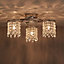 Ashby Faceted glass beads Brushed Glass & metal Clear Chrome effect 3 Lamp LED Ceiling light