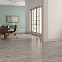 Ashdown Grey Matt Wood effect Porcelain Wall & floor Tile, Pack of 8, (L)900mm (W)150mm