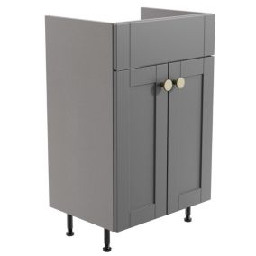 Ashford Matt Dusty grey Shaker Double Freestanding Bathroom Vanity Cabinet (W)495mm (H)820mm