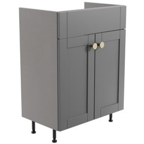 Ashford Matt Dusty grey Shaker Double Freestanding Bathroom Vanity Cabinet (W)595mm (H)820mm