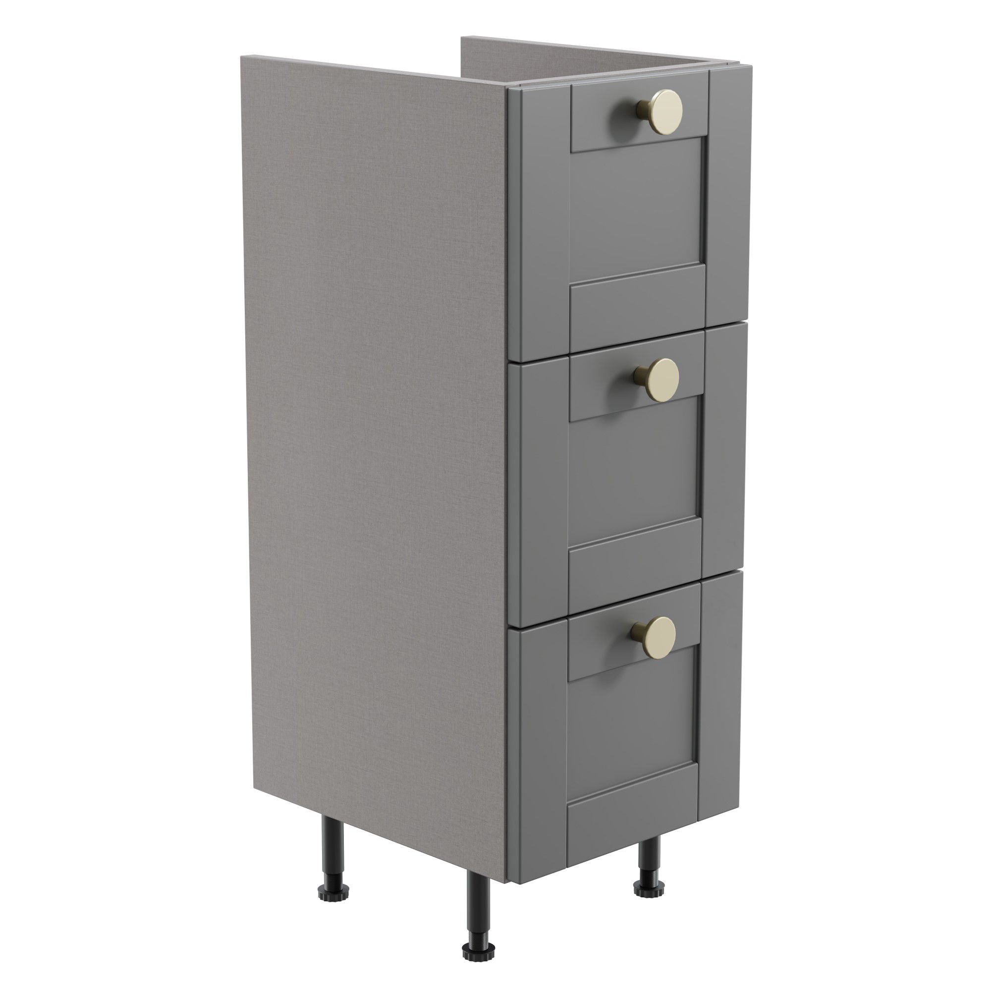 Ashford Matt Dusty grey Shaker Freestanding 3 drawer Base unit (W)295mm (H)820mm